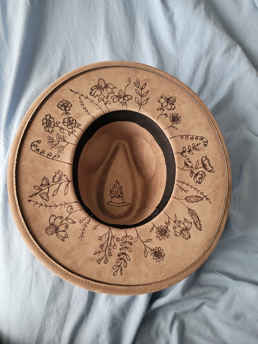 Light Gray Hand Burned Fedora